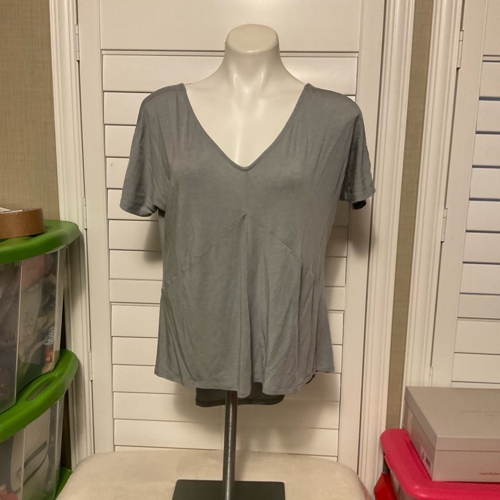 Lucy Light Gray V-Neck Women's Tee